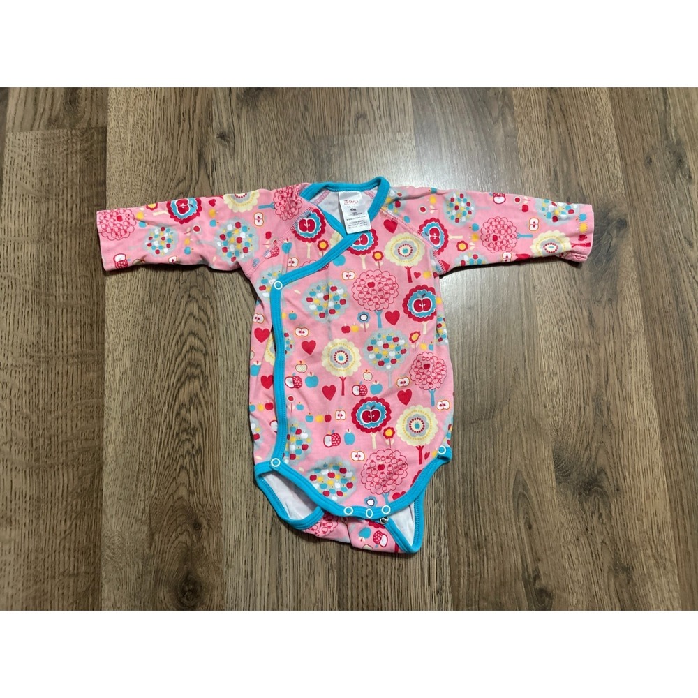 Zutano One Piece, Baby Size 6 Months, Blue Pink Yellow, Floral, Long Sleeve